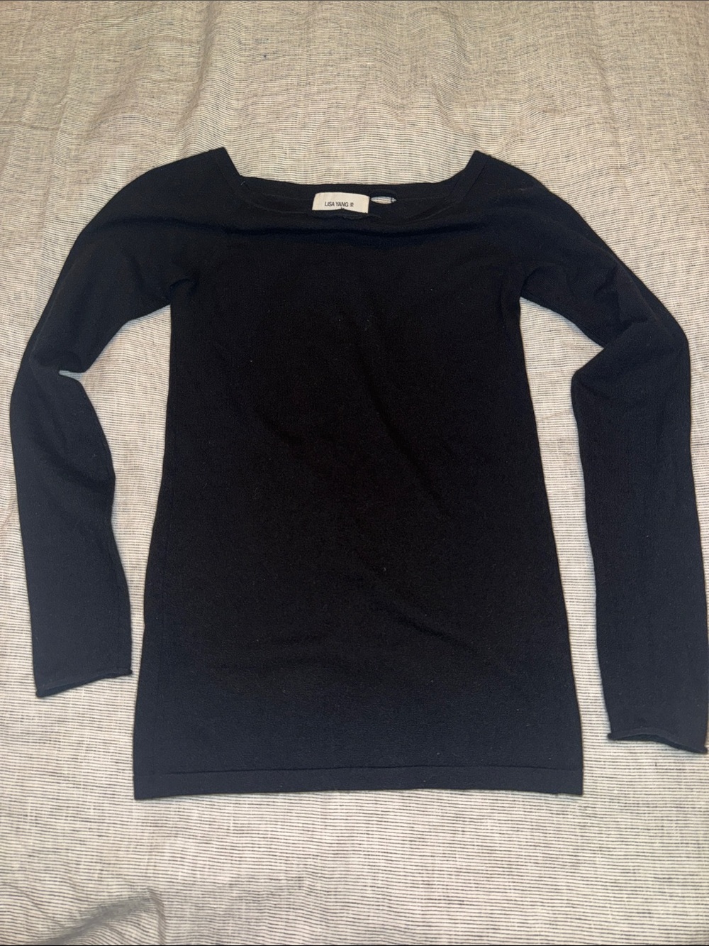 LISA YANG Black Scoop Neck Lightweight Sweater